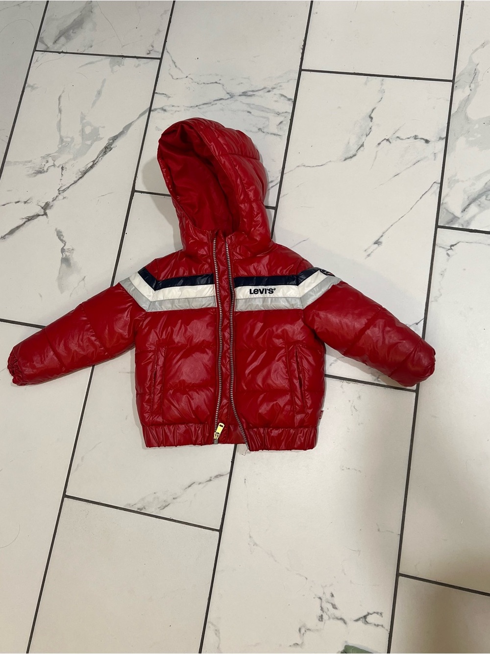 Levi's Toddler Boy Red Colorblock Hooded Puffer Jacket - Size 3T (EUC)